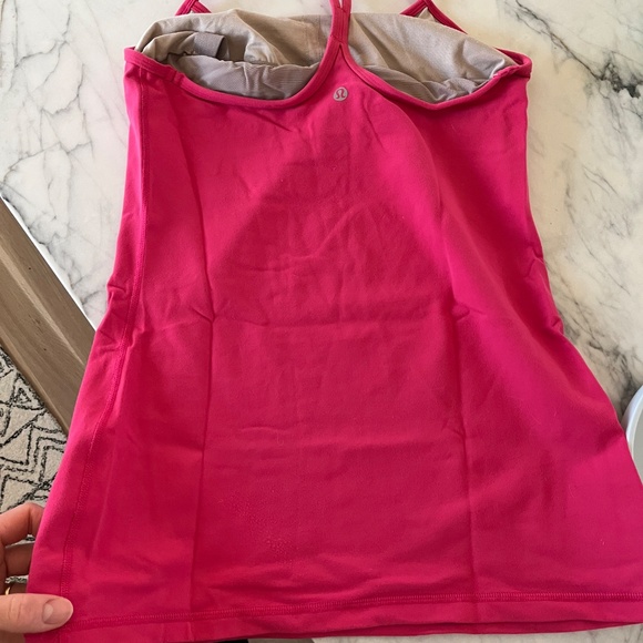 Lululemon Pink Power Y Tank with Built-In Bra-Size 8 - Picture 2 of 4